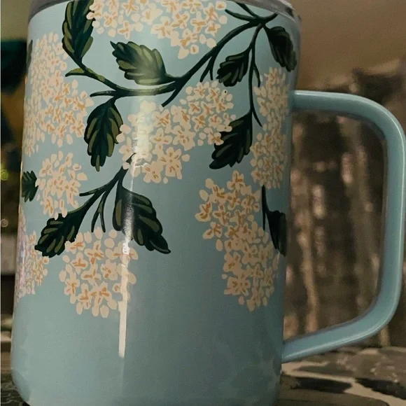 Corkcicle Rifle Paper Co Hydrangea Blue Floral Mug 16oz NWT - Picture 3 of 10
